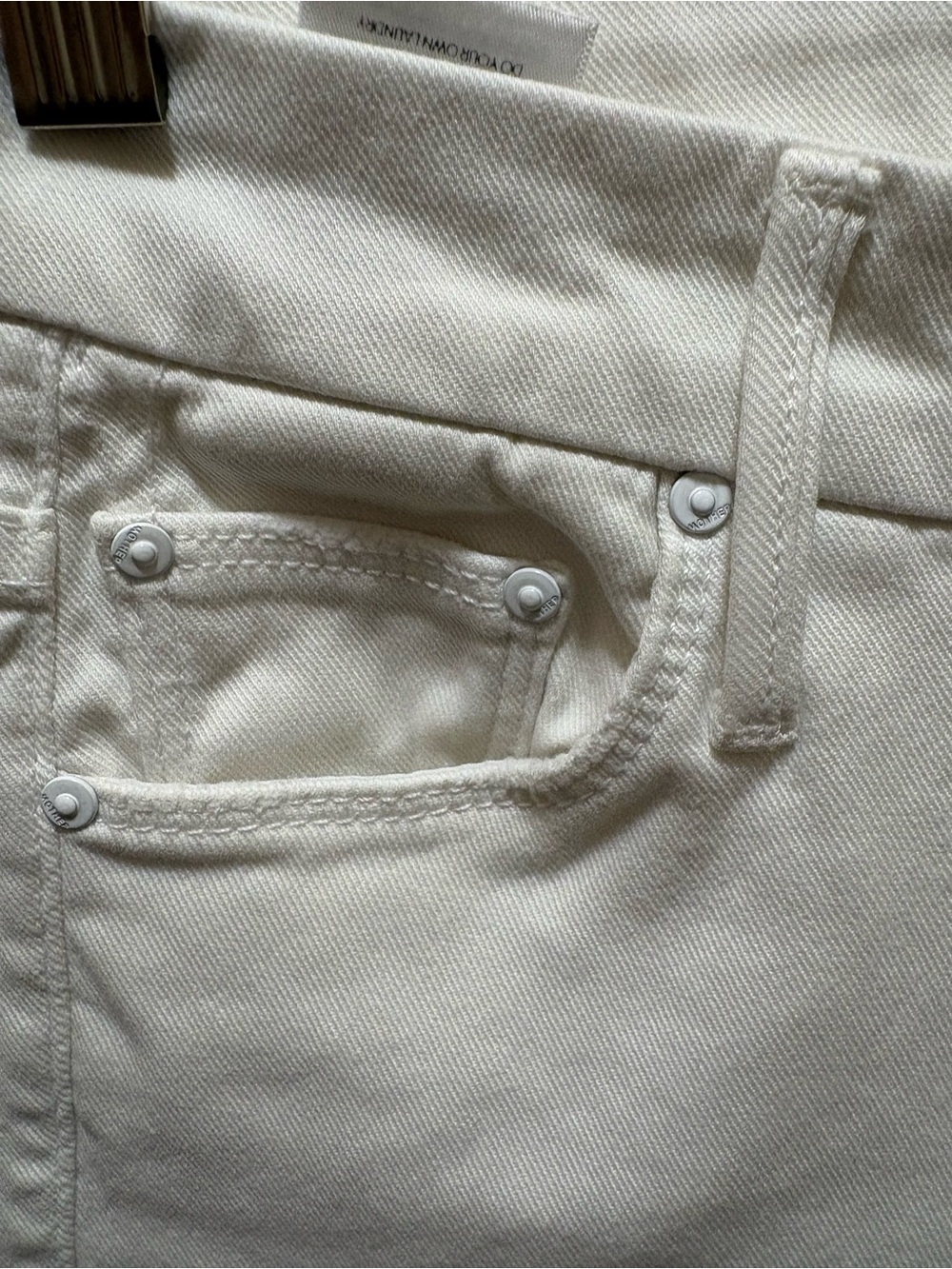 MOTHER The Looker Ankle Fray Jeans Glass Slipper White Raw Hem Skinny Size 25 - Picture 9 of 16